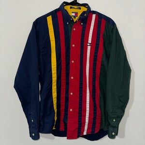 Vintage 90s Tommy Hilfiger Striped Multi Color Button Down Polo Shirt